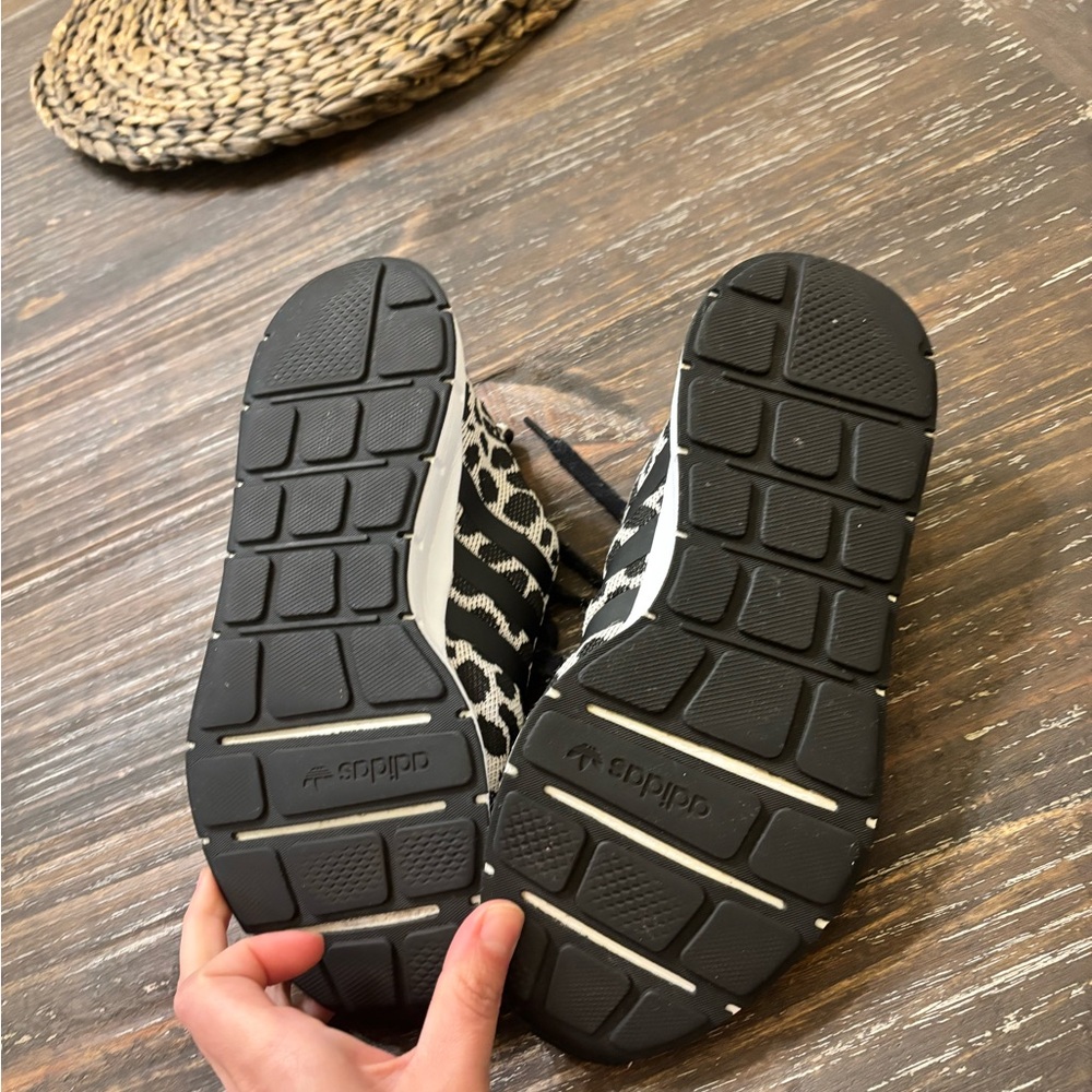 adidas Black and White Leopard Knit Slip-On Sneakers - Picture 4 of 7